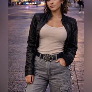 Faded Glory Black Belt with Large Buckle (Large)